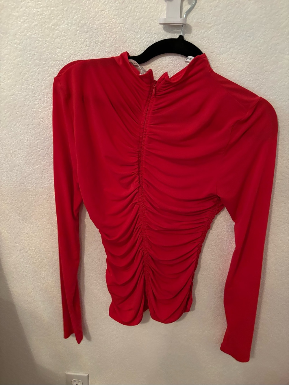 A.L.C. Red Ruched Long-Sleeve Top